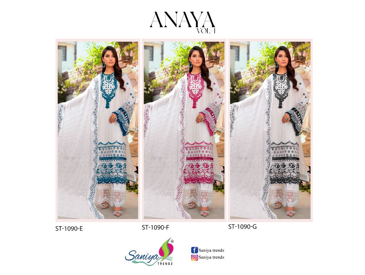 Saniya Anaya 1 Wholesale Pakistani Salwar Suit Cambric Cotton Catalog
